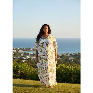 Gypsie Blu Floral Printed Caftan Maxi Dress Kimono Sleeve for Mother Days Gifts